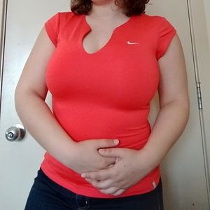 BOGO °Nike° Coral Deep V-Neck Short Sleeve Top